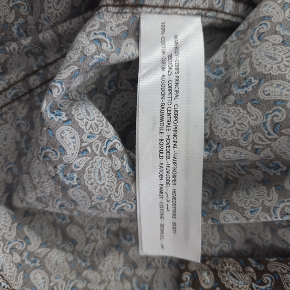 Ariat Mens Brown With Blue Paisley Casual Button Down Shirt Size Small - Picture 7 of 8
